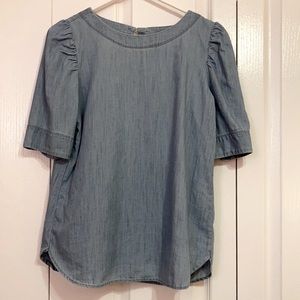 LOFT Puff Sleeve Denim Top